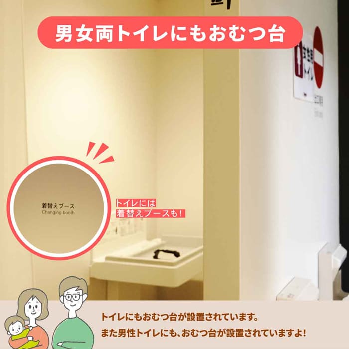 男女両トイレにおむつ台